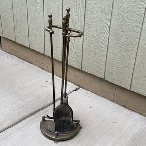 Fireplace Tool Set Brass‎ + Base-,Shovel,Poker,Broom 4 pieces holidays winter